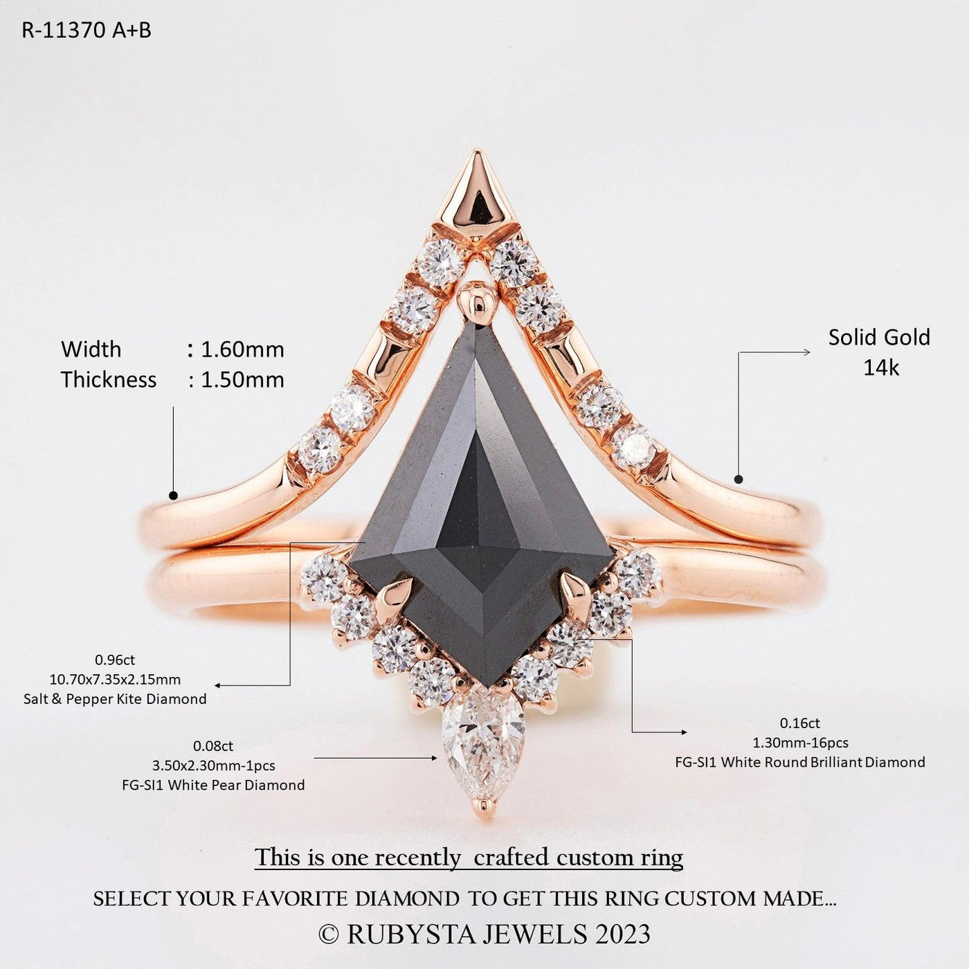 Black Kite diamond ring combo - Rubysta