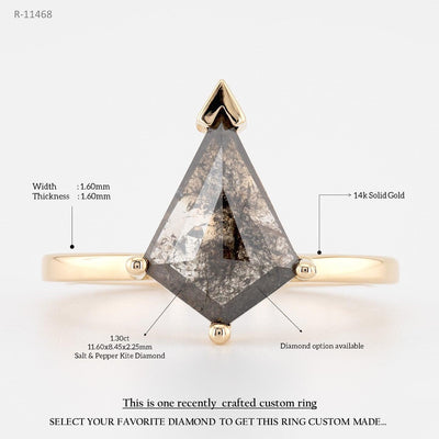 Salt and pepper kite diamond ring Engagement ring