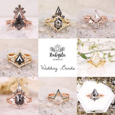 Salt and Pepper kite diamond Ring | Engagement Ring | kite diamond ring - Rubysta