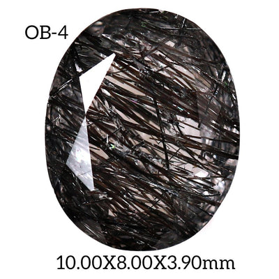 OB - 4 Black Rutilated Quartz Oval Gemstone - Rubysta