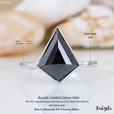 Salt and Pepper Diamond Ring | Engagement Ring | Kite Diamond Ring - Rubysta