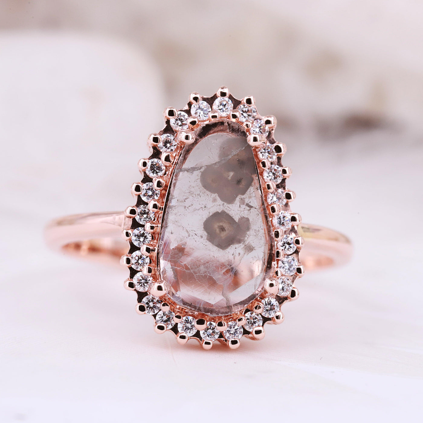 Elegant Natural Slice Diamond Engagement Ring - Unique & Timeless Design Modern ring Gift for loved ones Trendy rings Artistic diamond ring - Rubysta
