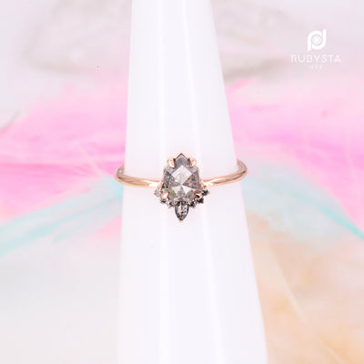 Salt and Pepper Diamond Ring | Engagement Ring | Geometric Diamond Ring - Rubysta