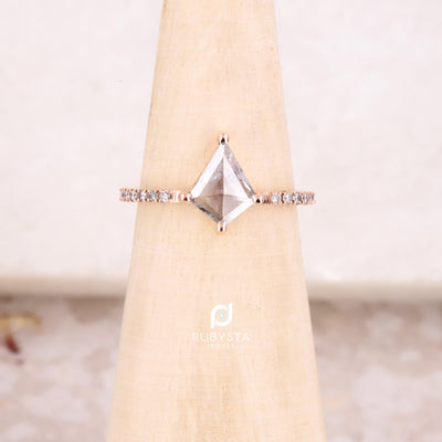 Salt and Pepper Diamond Ring | Kite Engagement Ring | Salt and Pepper Diamond - Rubysta