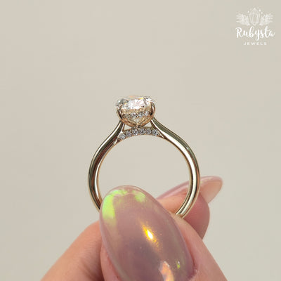 2ct Oval Lab Grown Diamond Ring | IGI Certified E/VVS2 | Claw Prong Solitaire | Ethical Gold Engagement Ring