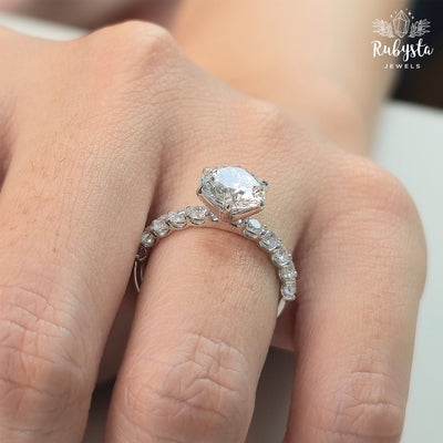 2.02ct Round Lab Grown Diamond Ring | IGI Certified D,E/VSS,VS | Claw Prong Engagement Ring | Diamond Band | Ethical Gold Jewelry