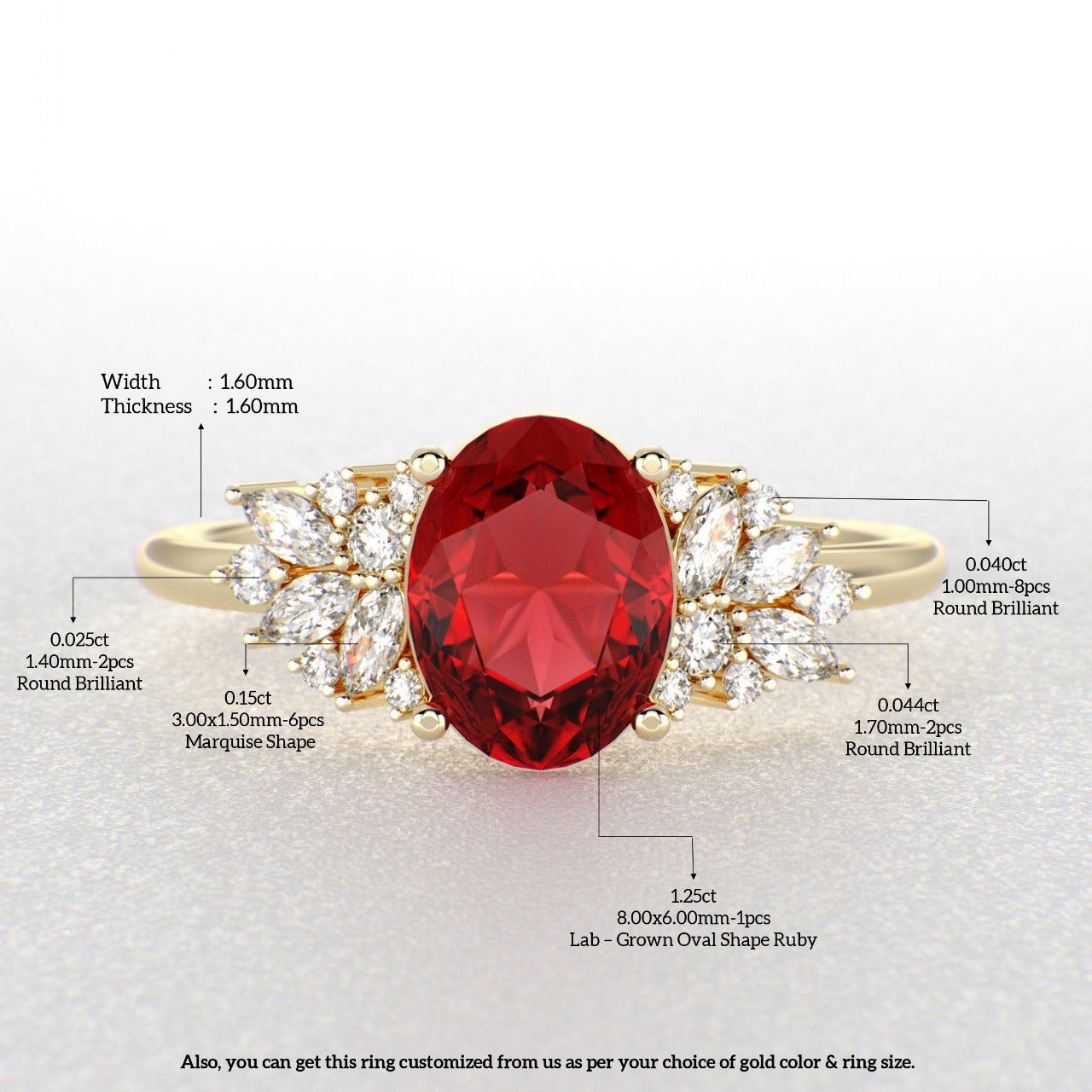 Red Ruby Magic: Oval, Round, and Marquise Diamonds in Perfect Harmony