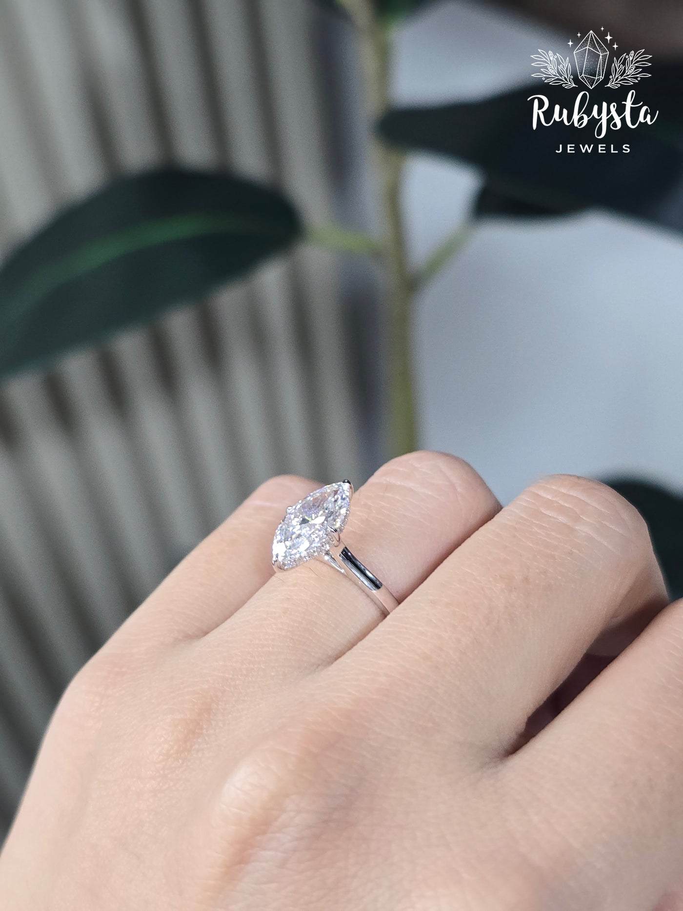 2.02ct Marquise Lab Grown Diamond Ring | IGI Certified D,E/VSS,VS | Claw Prong Setting | Accent Diamond Band | Ethical Gold Engagement Ring