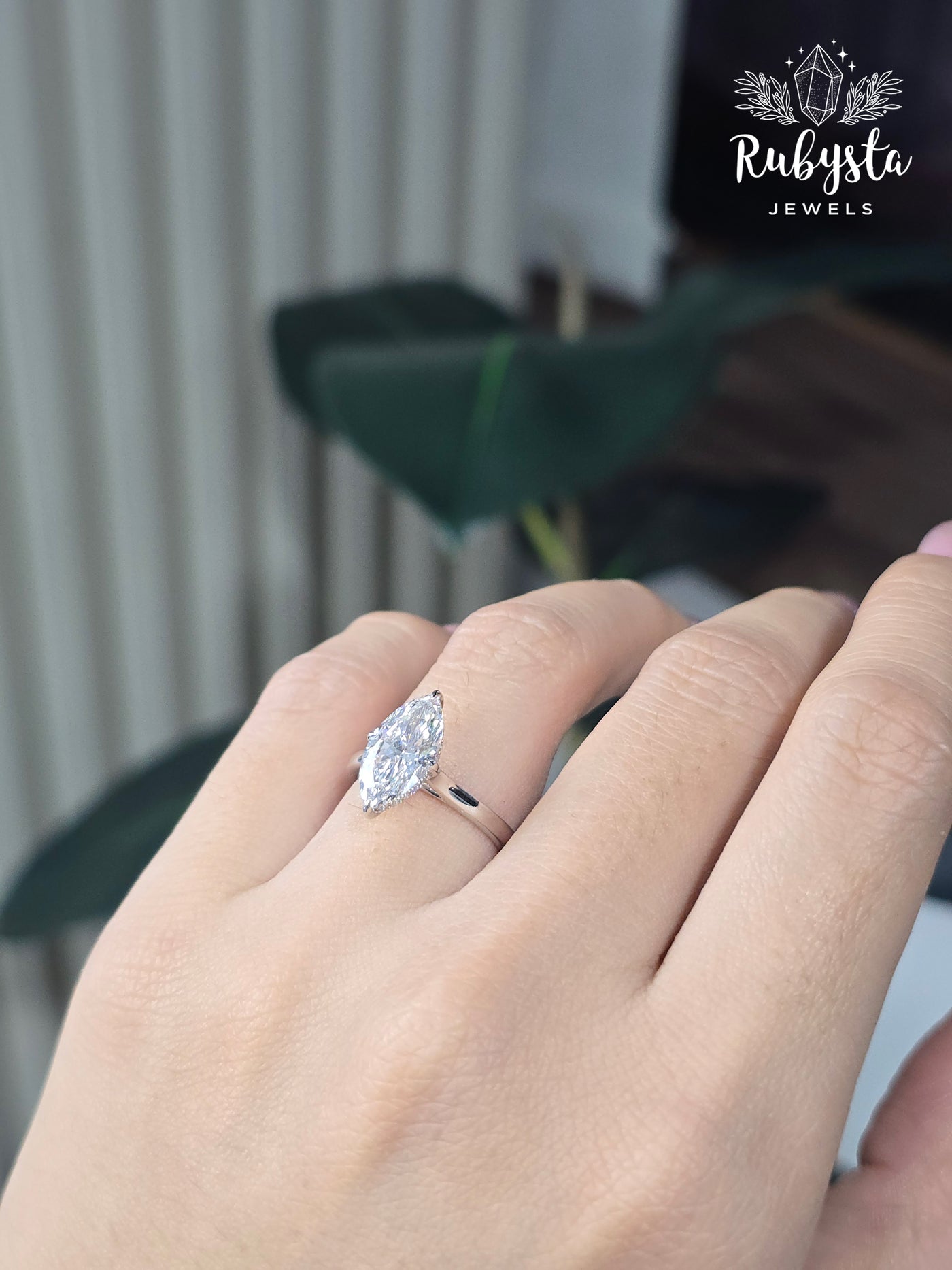 2.02ct Marquise Lab Grown Diamond Ring | IGI Certified D,E/VSS,VS | Claw Prong Setting | Accent Diamond Band | Ethical Gold Engagement Ring