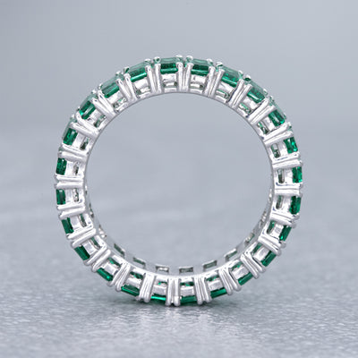 6.00 CT Lab Grown Emerald Eternity Band | Round Prong Setting | Emerald Cut Stones