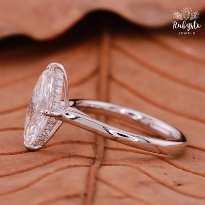 2.02ct Marquise Lab Grown Diamond Ring | IGI Certified D,E/VSS,VS | Claw Prong Setting | Accent Diamond Band | Ethical Gold Engagement Ring