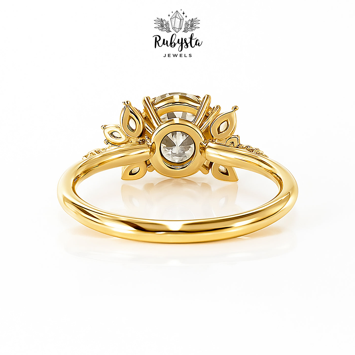 2.02ct Round Diamond Ring with Marquise Accents & Round Prong Setting in Rose Gold – Custom Engagement Ring