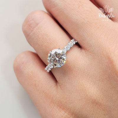 2.02ct Round Lab Grown Diamond Ring | IGI Certified D,E/VSS,VS | Claw Prong Engagement Ring | Diamond Band | Ethical Gold Jewelry