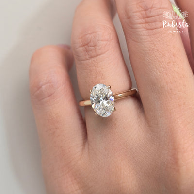 2ct Oval Lab Grown Diamond Ring | IGI Certified E/VVS2 | Claw Prong Solitaire | Ethical Gold Engagement Ring