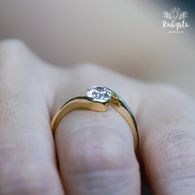 0.75 CT Oval Lab Grown Diamond Bypass Engagement Ring | IGI Certified | Custom Gold Options