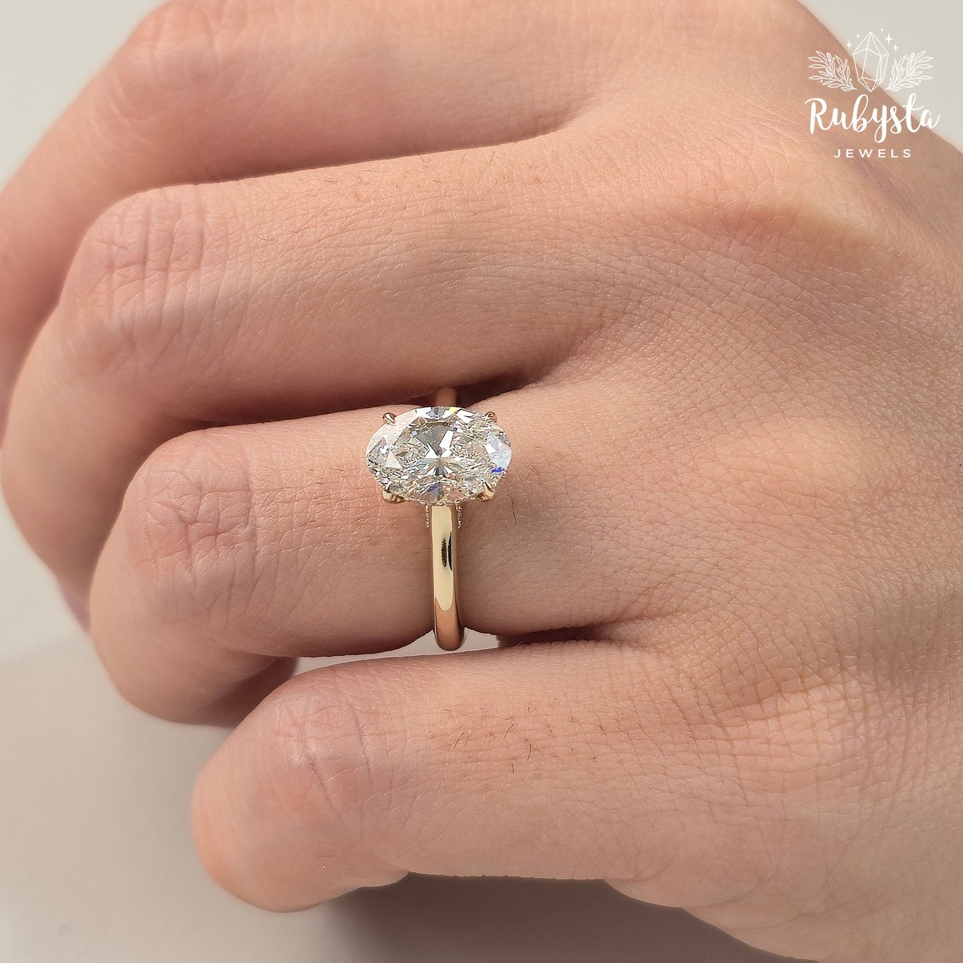 2ct Oval Lab Grown Diamond Ring | IGI Certified E/VVS2 | Claw Prong Solitaire | Ethical Gold Engagement Ring