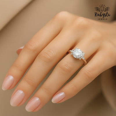 2.02ct Round Diamond Ring with Marquise Accents & Round Prong Setting in Rose Gold – Custom Engagement Ring