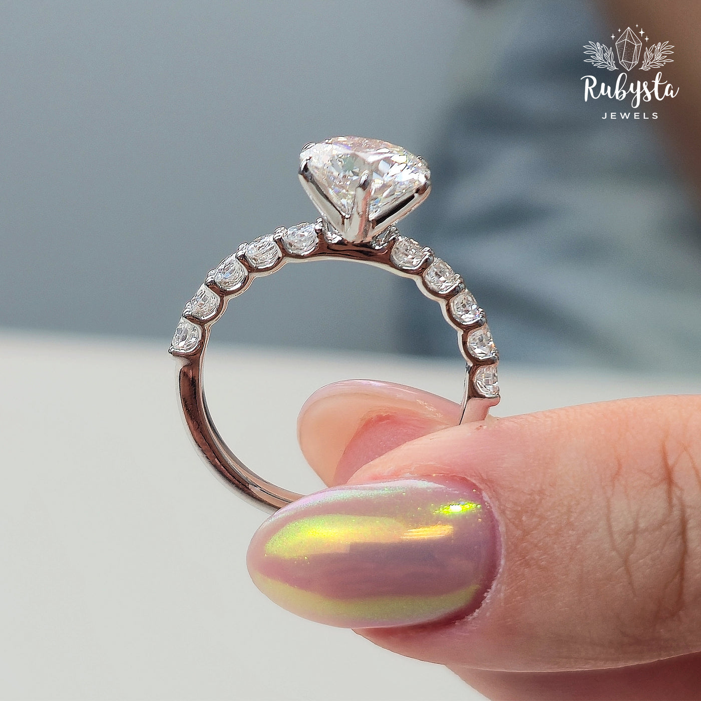 2.02ct Round Lab Grown Diamond Ring | IGI Certified D,E/VSS,VS | Claw Prong Engagement Ring | Diamond Band | Ethical Gold Jewelry
