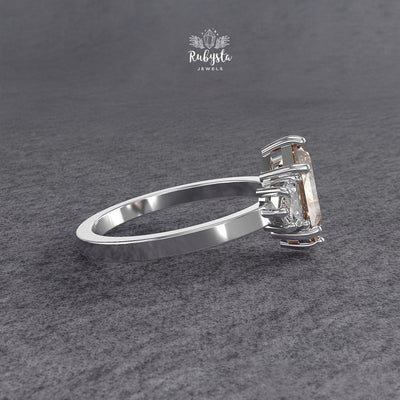 Fancy Brown Hexagon Lab-Grown Diamond Three-Stone Engagement Ring