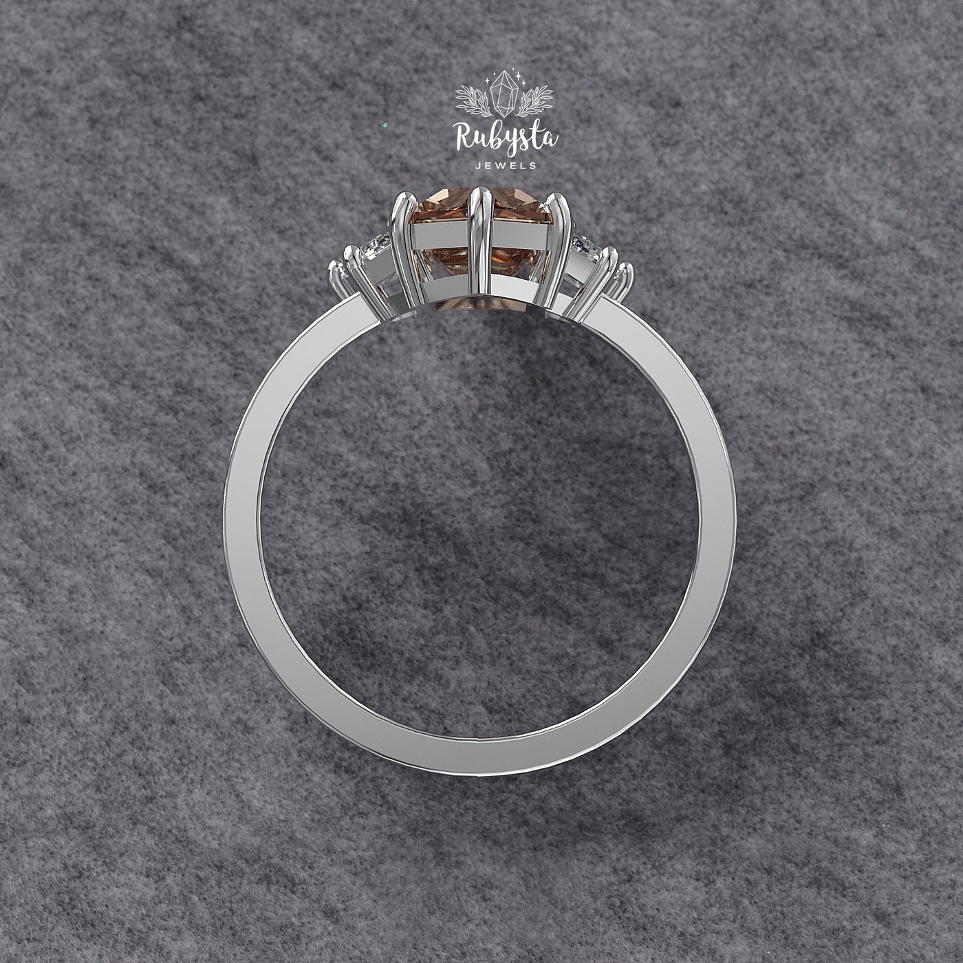 Fancy Brown Hexagon Lab-Grown Diamond Three-Stone Engagement Ring