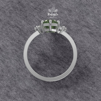 Green Hexagon Lab-Grown Diamond Three-Stone Engagement Ring