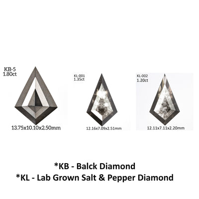 Salt and pepper diamond ring Kite diamond ring Engagement ring