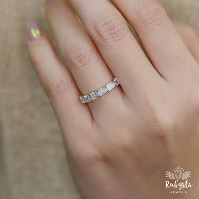 2.37ct Lab Grown Radiant Cut Diamond Eternity Ring | Round Prong Setting | Custom Yellow Gold Band