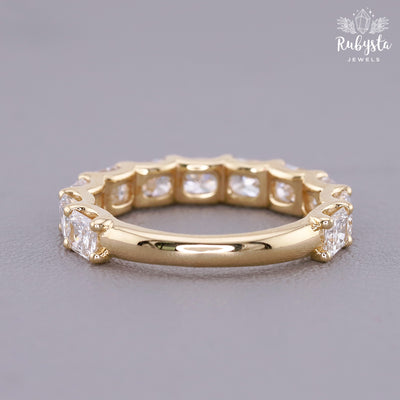 2.37ct Lab Grown Radiant Cut Diamond Eternity Ring | Round Prong Setting | Custom Yellow Gold Band