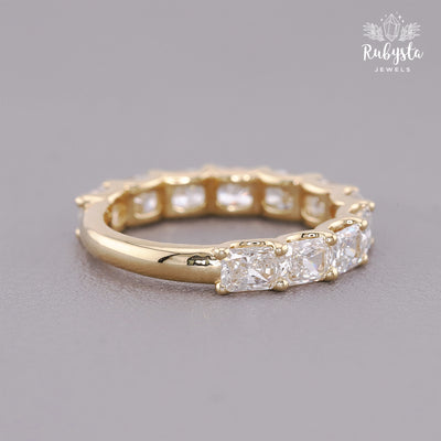 2.37ct Lab Grown Radiant Cut Diamond Eternity Ring | Round Prong Setting | Custom Yellow Gold Band