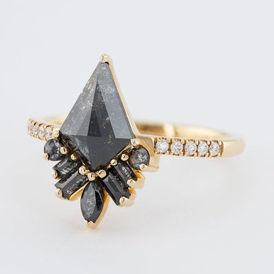 Kite Diamond Ring | Salt and Pepper diamond Ring | kite Engagement Ring | Bride Ring