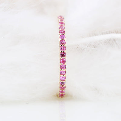 Pink sapphire ring Sapphire ring Engagement ring Half eternity ring - Rubysta