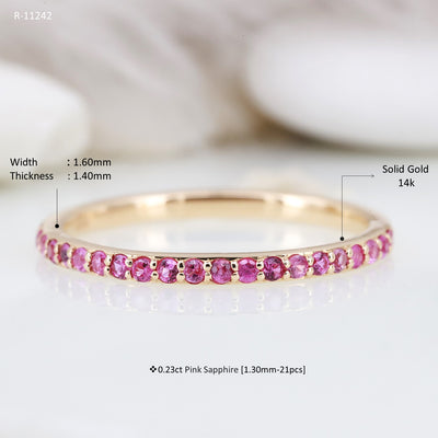 Pink sapphire ring Sapphire ring Engagement ring Half eternity ring