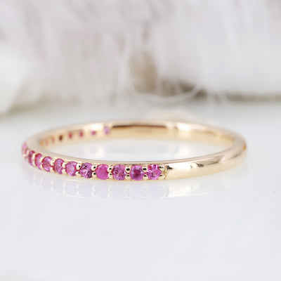 Pink sapphire ring Sapphire ring Engagement ring Half eternity ring