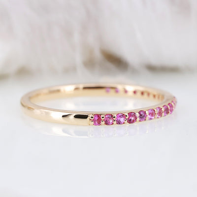 Pink sapphire ring Sapphire ring Engagement ring Half eternity ring - Rubysta