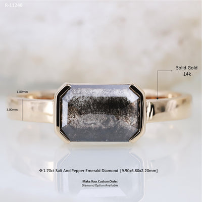 Salt and Pepper Diamond Ring | Engagement Ring | Emerald Diamond Ring