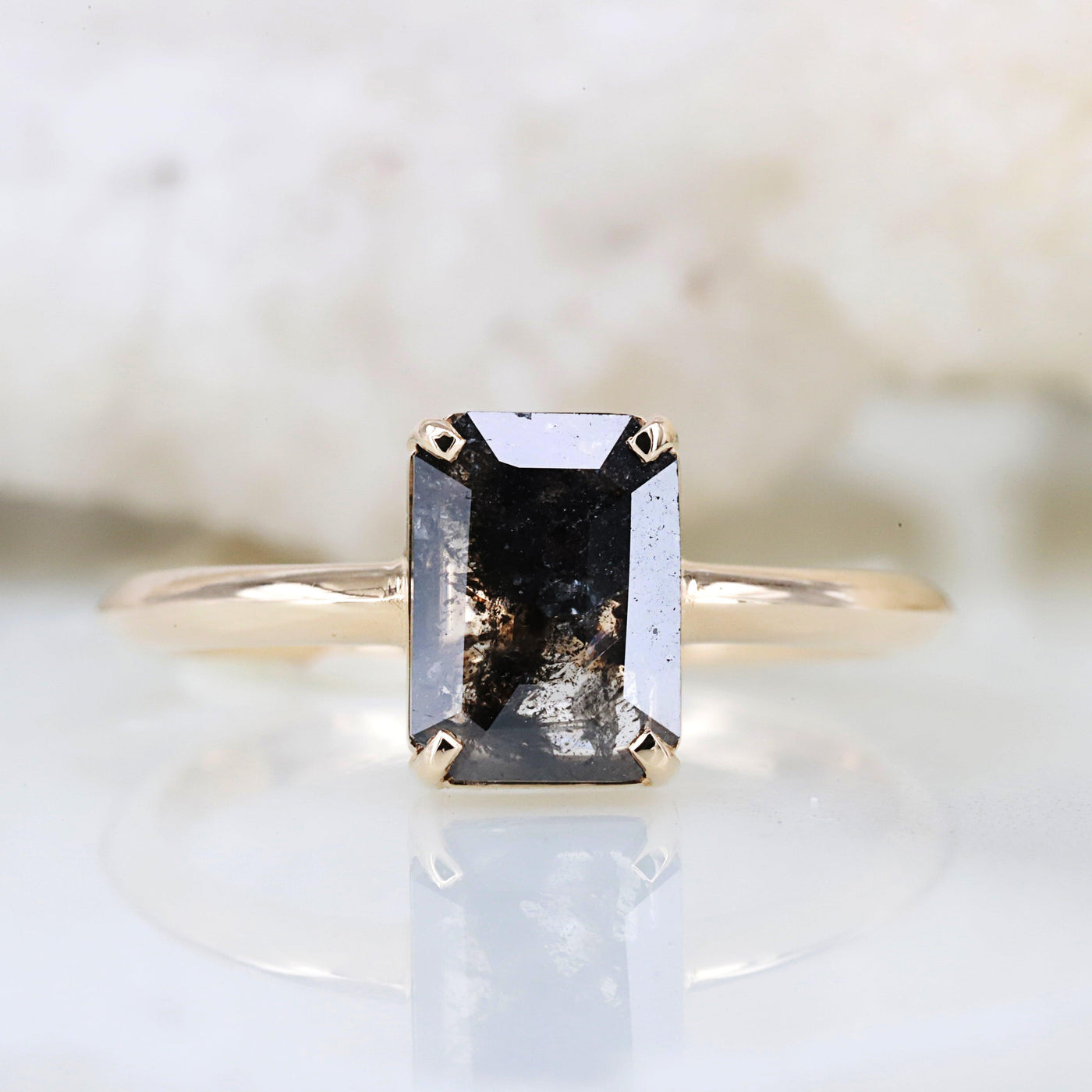 Salt and Pepper Emerald Diamond Ring | Engagement Wedding Promise Ring