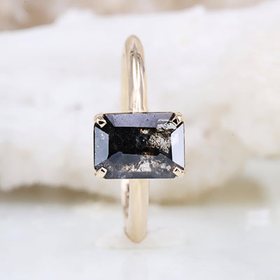Salt and Pepper Emerald Diamond Ring | Engagement Wedding Promise Ring