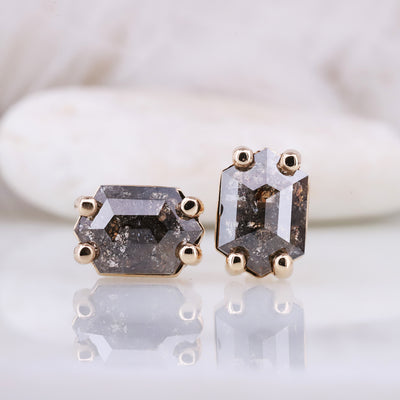 Salt and Pepper Diamond Earrings yellow earrings stud earrings ear cuff earrings drop earrings bridesmaid Earring Combo handmade jewelry