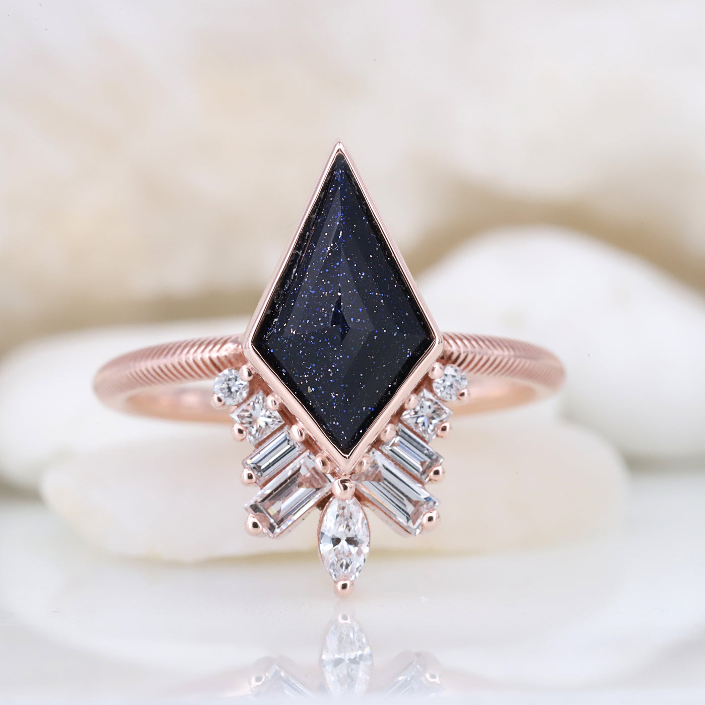Blue sandstone ring Sandstone engagement ring Bridesmaid gift Rings for women