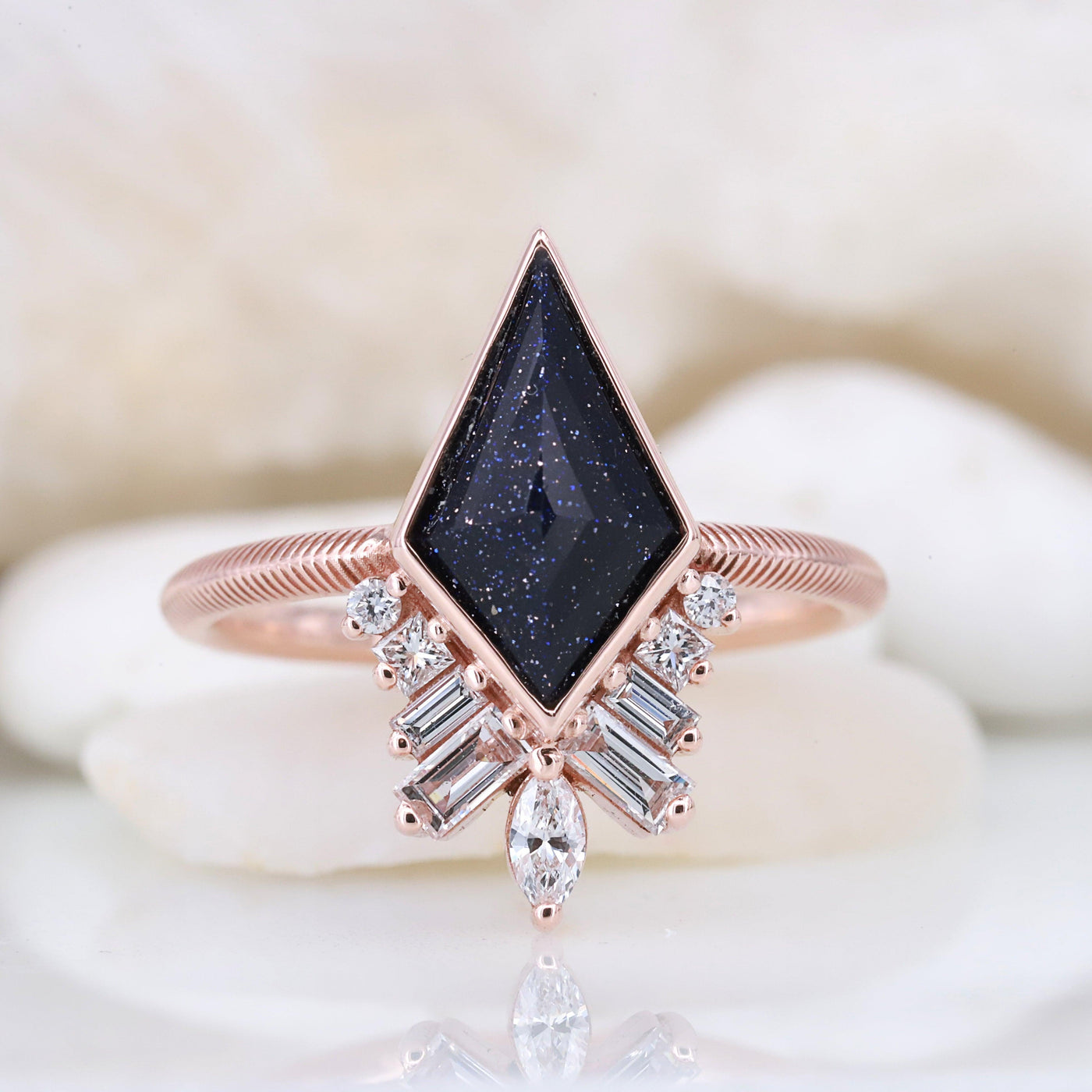 Blue sandstone ring Sandstone engagement ring Bridesmaid gift Rings for women - Rubysta