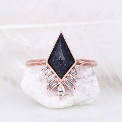 Blue sandstone ring Sandstone engagement ring Bridesmaid gift Rings for women - Rubysta
