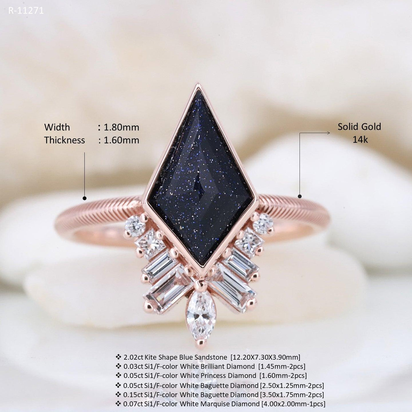Blue sandstone ring Sandstone engagement ring Bridesmaid gift Rings for women