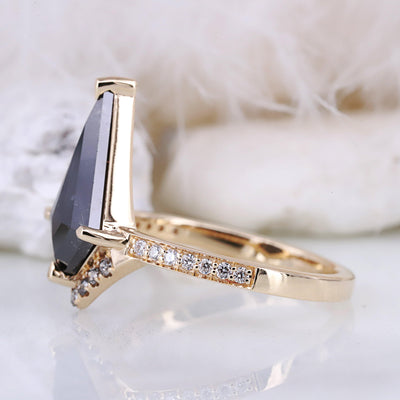 Salt and pepper kite diamond Ring Engagement ring Natural diamond ring