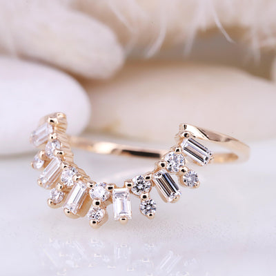 Engagement ring baguette diamond stacking band mood rings promise rings for couples clear diamond wedding ring - Rubysta