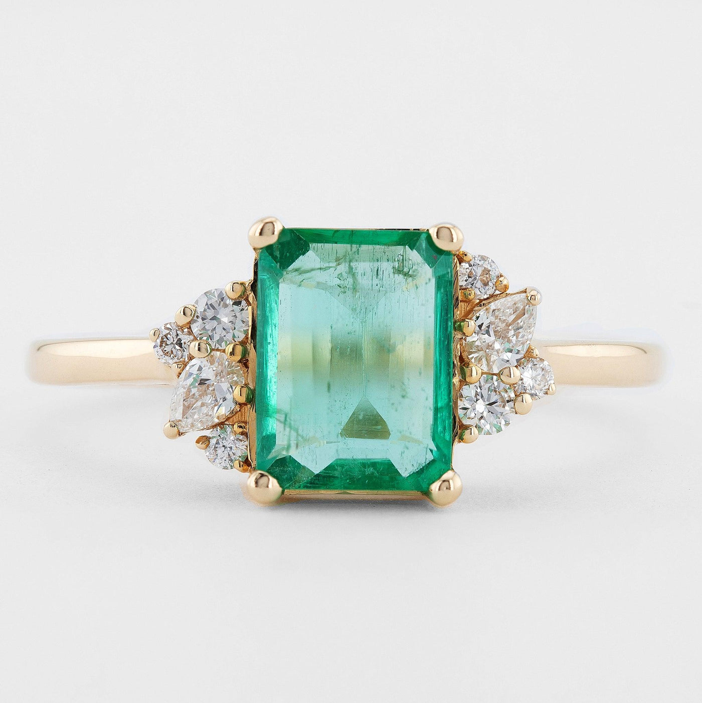 Emerald Cut Emerald Diamond Ring, Engagement Ring, Dainty Ring, Statement Ring - Rubysta - Rubysta