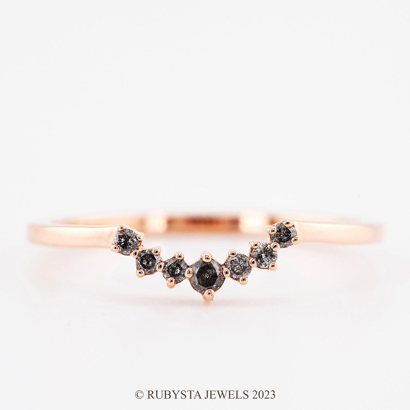 Stacking band, Wedding band, Engagement ring, Salt and pepper diamond ring - Rubysta