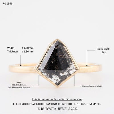Engagement ring, Bezel setting ring, Kite diamond ring, Jewelry - Rubysta jewels - Rubysta