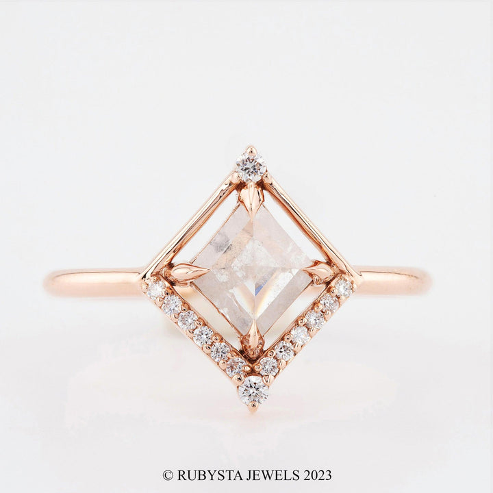 Kite Diamond Ring | Salt and Pepper diamond Ring| kite Engagement Ring - Rubysta