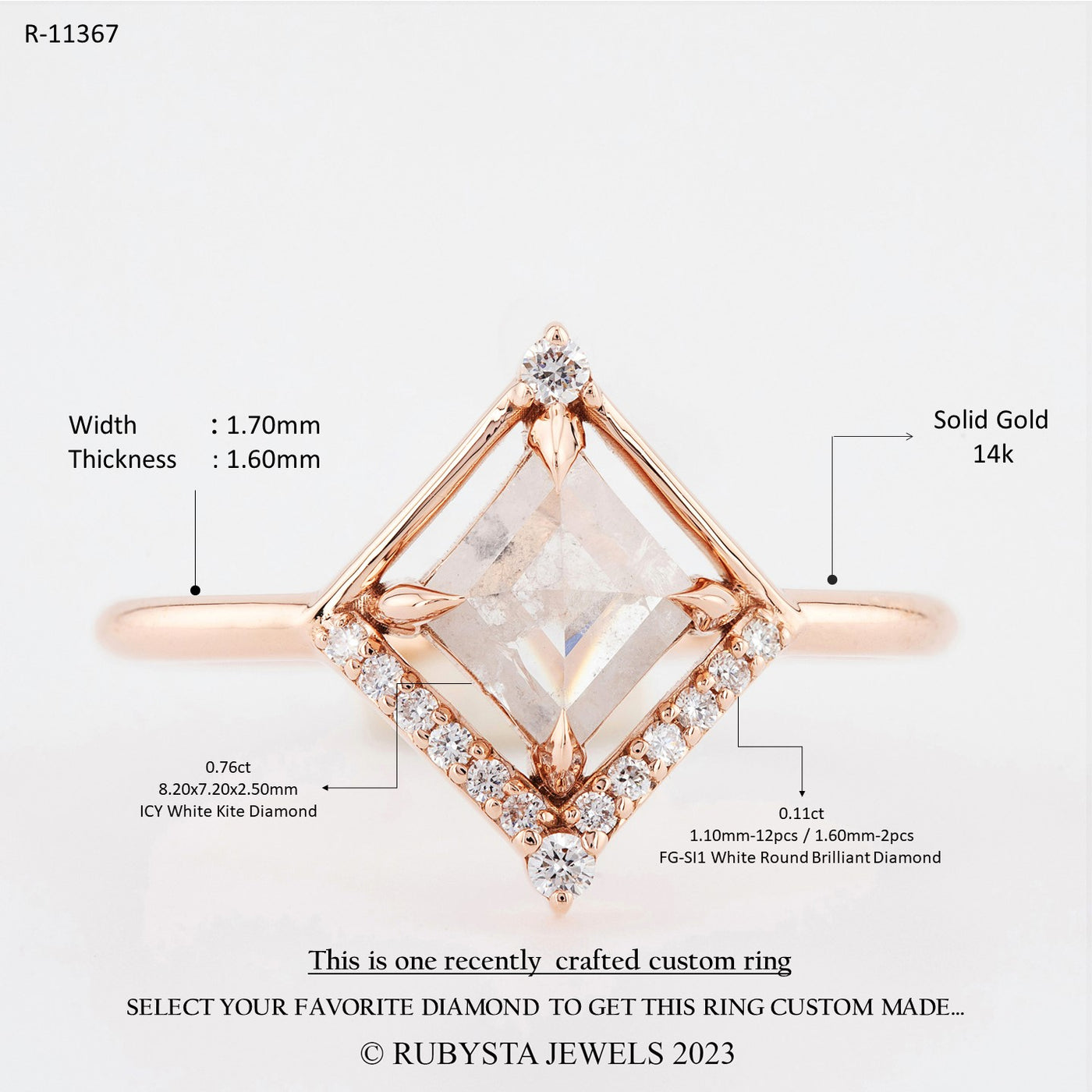Kite Diamond Ring | Salt and Pepper diamond Ring| kite Engagement Ring
