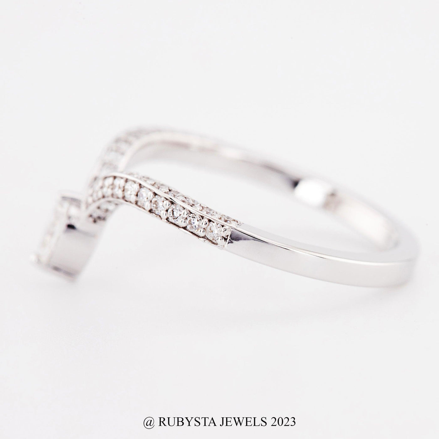 Pear Diamond Band affordable diamond Stacking band White diamond ring Stackable ring Anniversary ring - Rubysta